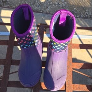Western Chief Purple Polka Dot Kids Rain Boots